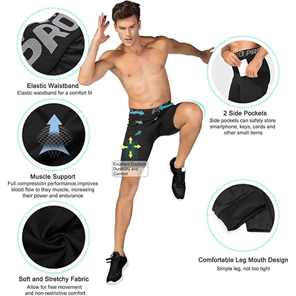 Mens Gym Shorts with Pockets W - Compression Shorts Athletes 评论和价格