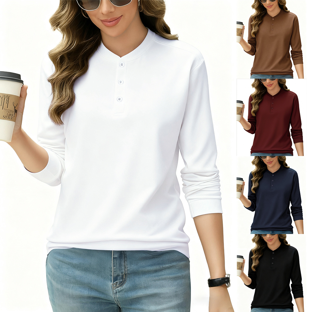 2026 NEW Solid Cotton Henley S - Undershirt Crew Neck 评论和价格