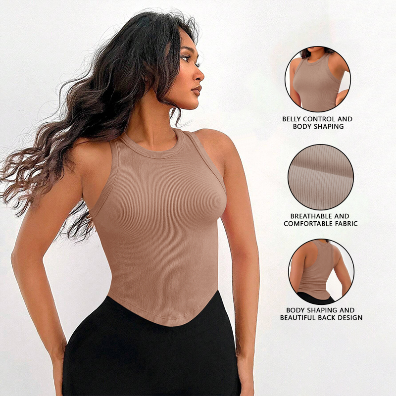 Womens Ribbed Racerback Curved - Tank Top Ribbed 评论和价格