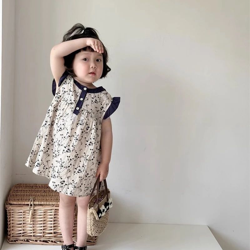 Girls summer floral dress 2024 - Undershirt Crew Neck 评论和价格