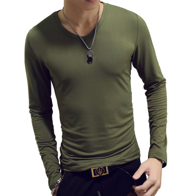 V Neck Mens T Shirts Plain Lon - Undershirt Crew Neck 评论和价格