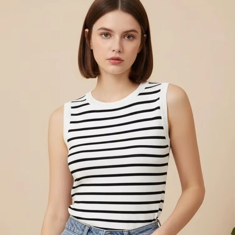 One Size Short Striped Ice Sil - Sleeveless Undershirt 评论和价格