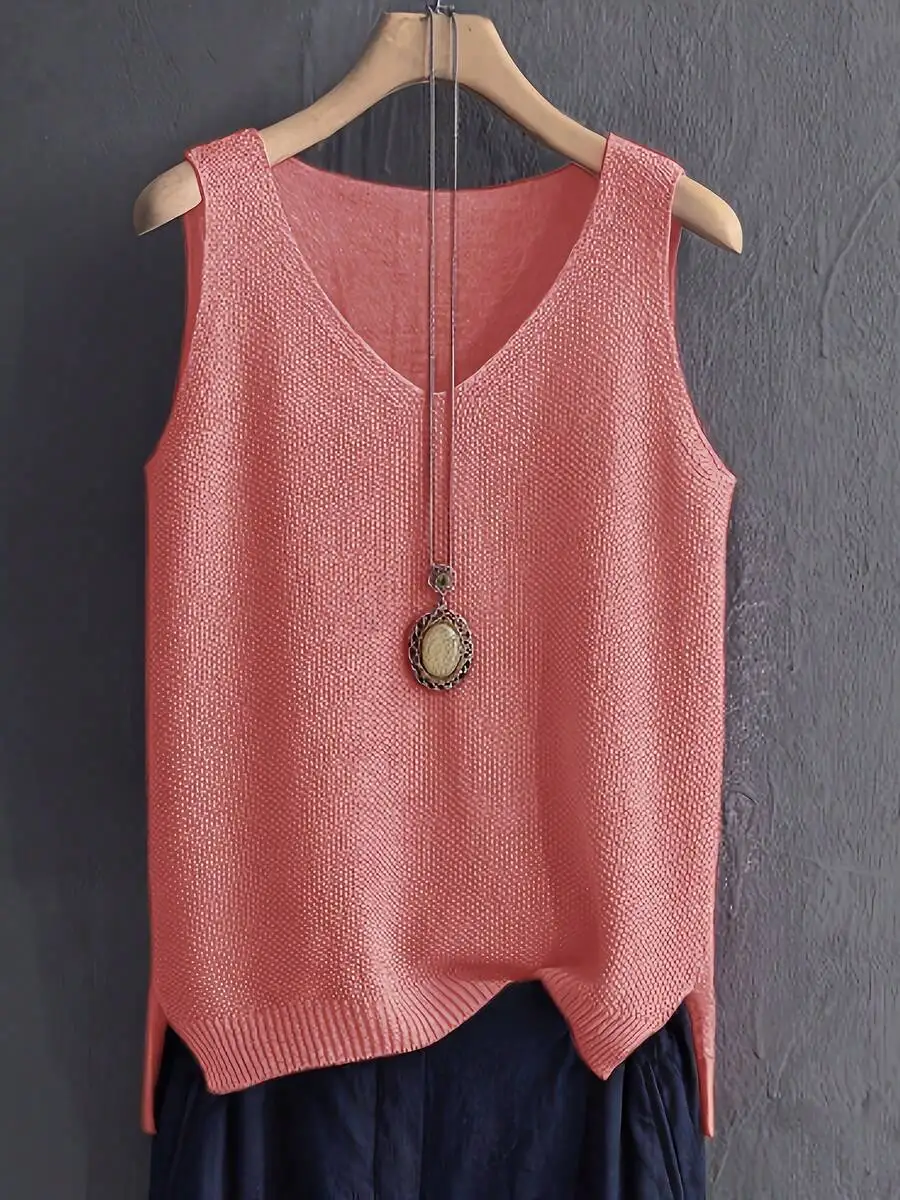 Womens Sleeveless Knitted Cami - Sleeveless Undershirt 评论和价格