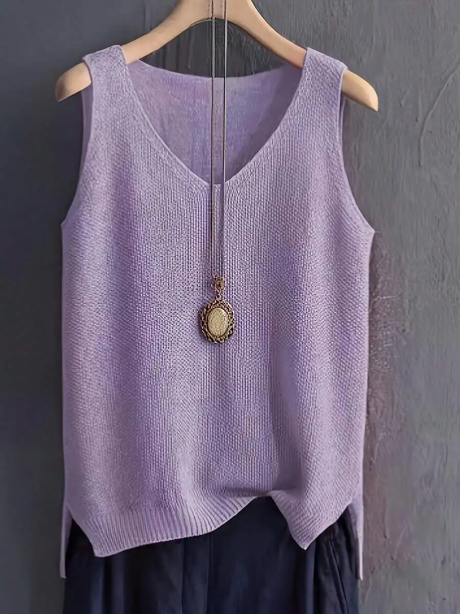 Womens Sleeveless Knitted Cami - Sleeveless Undershirt 评论和价格