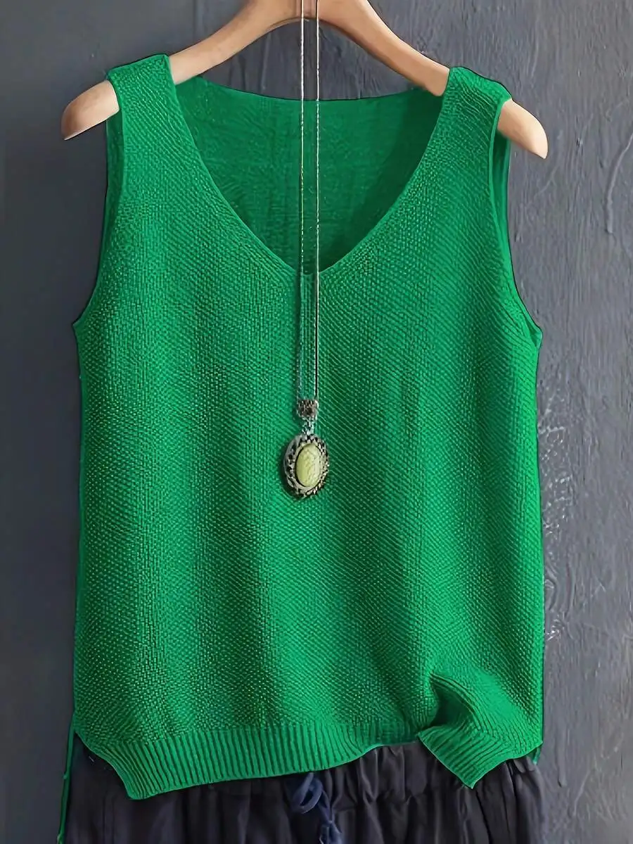 Womens Sleeveless Knitted Cami - Sleeveless Undershirt 评论和价格