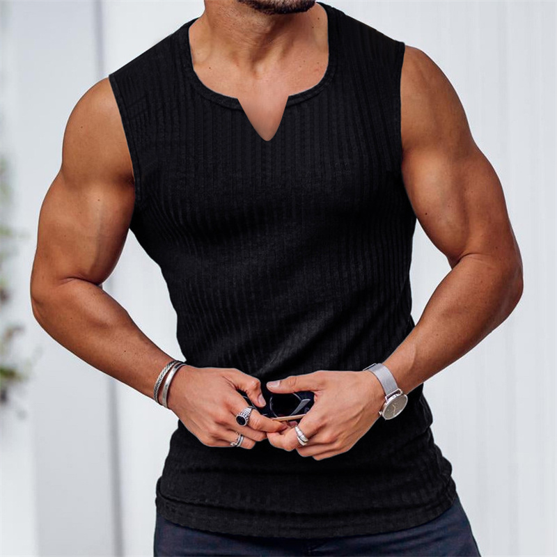 2024 Summer new men V-neck Ves - Undershirt Crew Neck 评论和价格