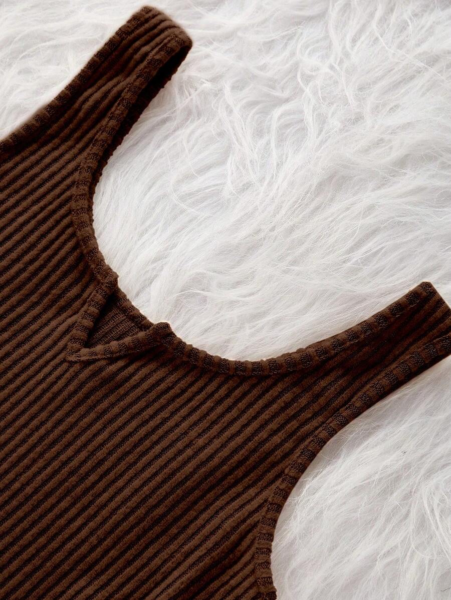 Brown Ribbed Brushed Tank Top  - Tank Top Ribbed 评论和价格