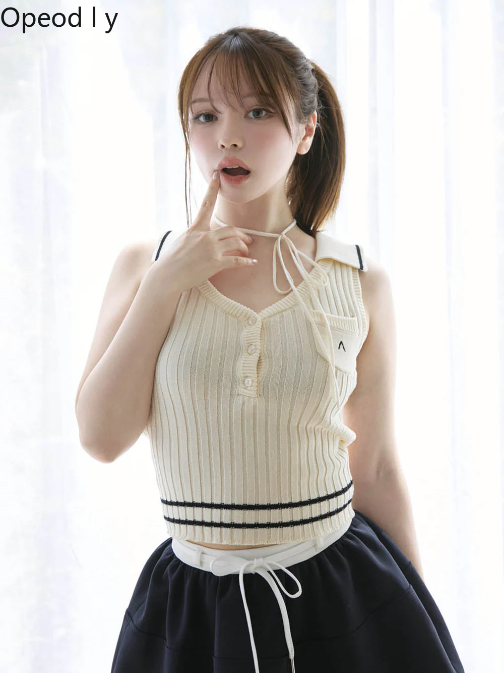 Japanese Sweet Lapel Twist V-n - Suspender Tank Top 评论和价格