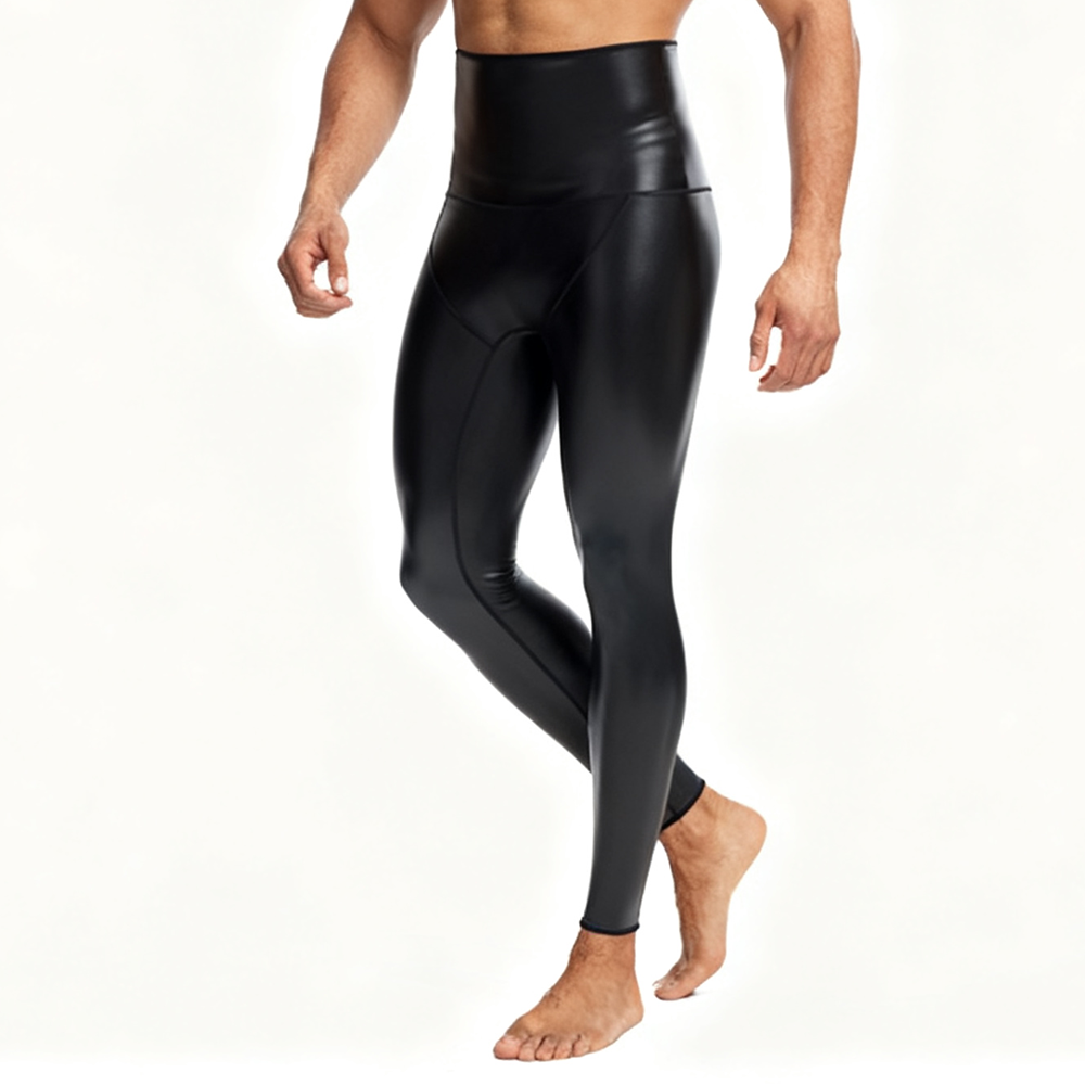 Sexy Men PU Leather Long Pants - Compression Long Pant 评论和价格