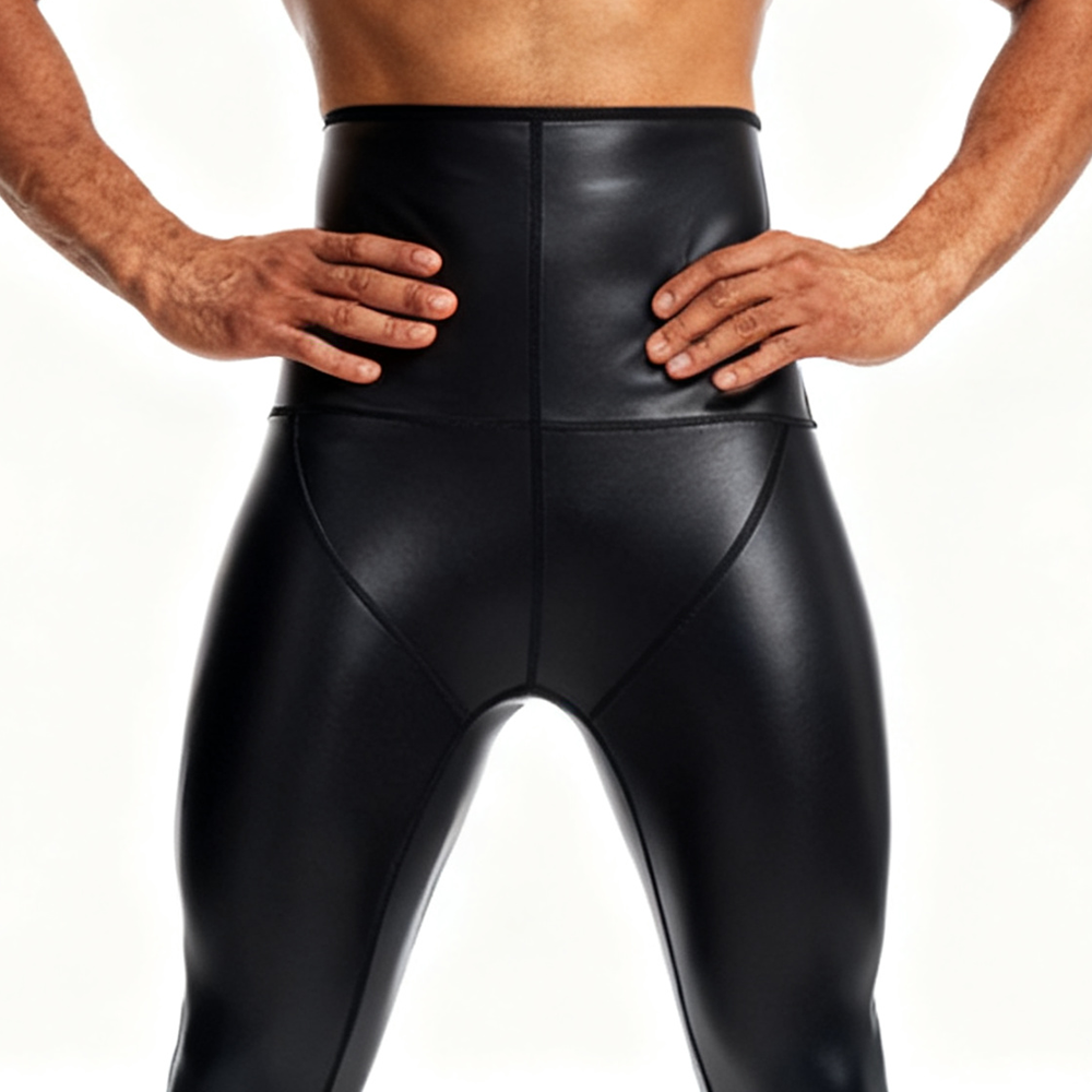 Sexy Men PU Leather Long Pants - Compression Long Pant 评论和价格