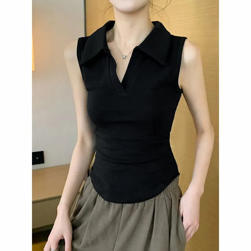 Women's White Sleeveless Polo  - Tank Top Ribbed 评论和价格