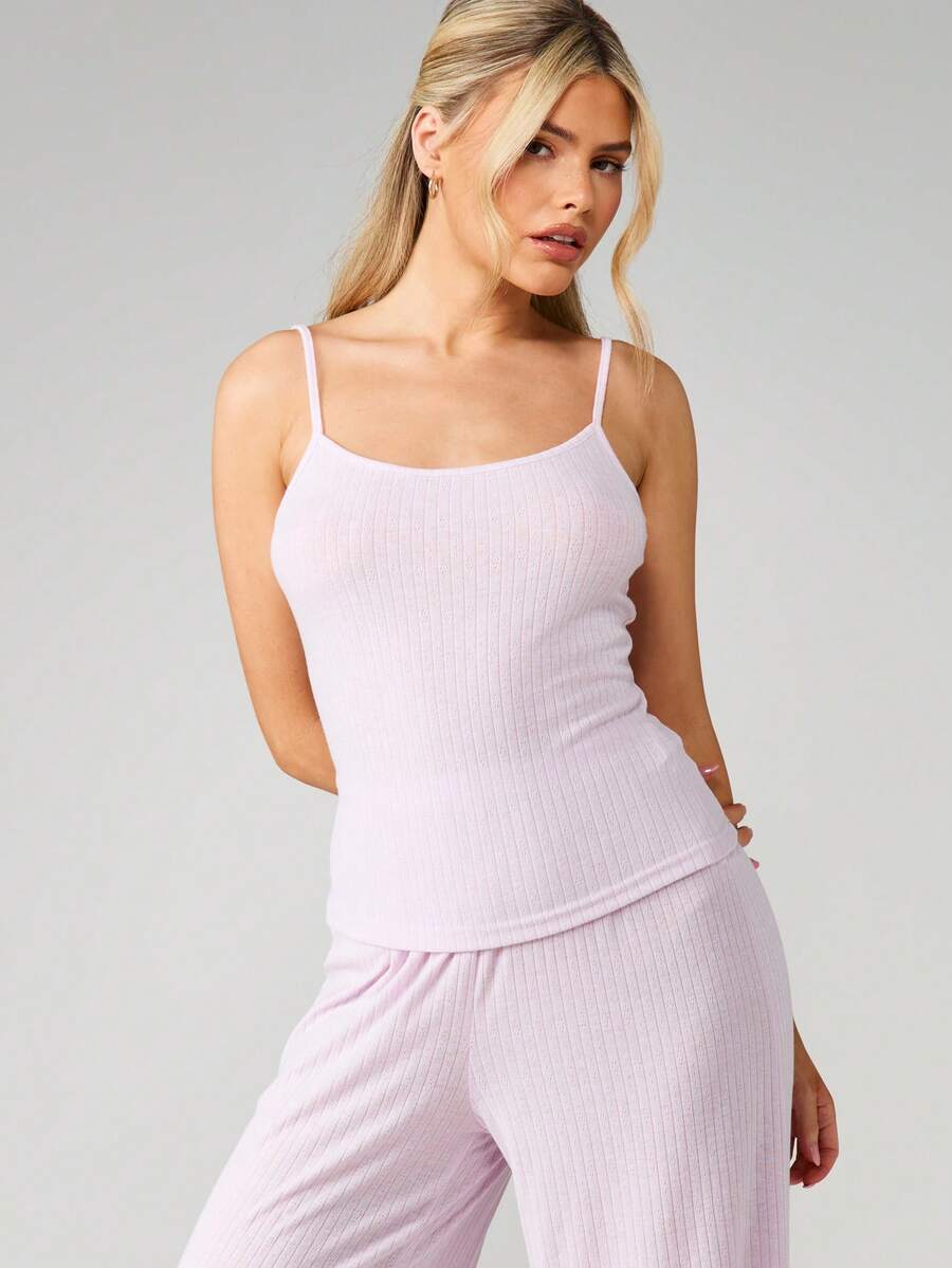 Ribbed Pointelle Lounge Set Wi - Tank Top Ribbed 评论和价格